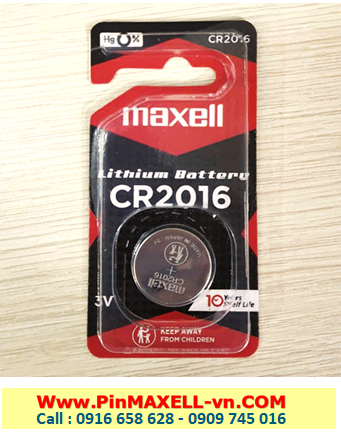 Maxell CR2016, Pin 3v Lithium Maxell CR2016, Xuất xứ NHẬT (Vỉ ĐEN)